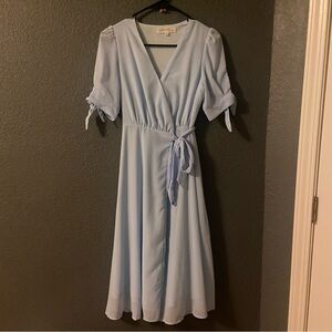 Brass & Roe by Called to Surf Light Blue Wrap Dress